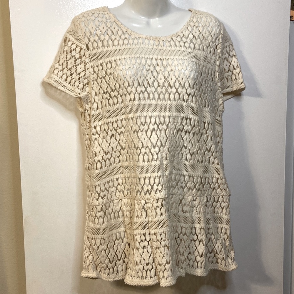 Knit Cream Shortsleeve Top